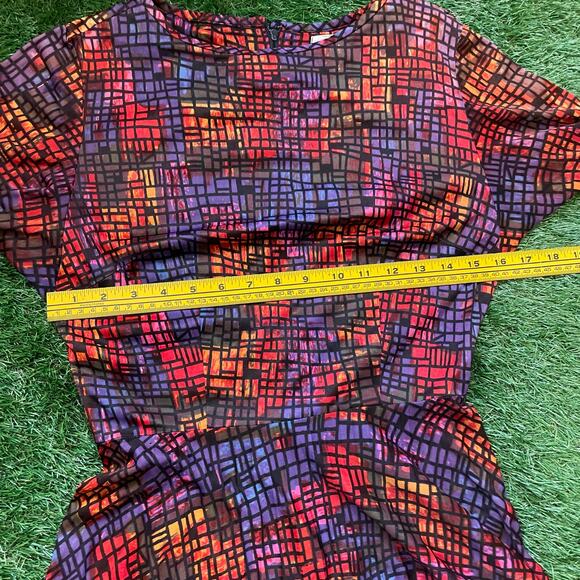 Vintage 70's Ike Clark Slinky Geometric Print Fit and Flare Dress - Picture 9 of 12